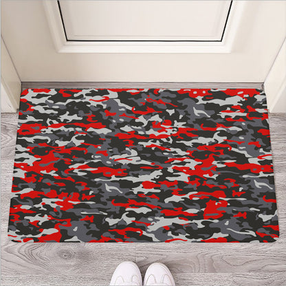 Orange Black And Grey Camouflage Print Rubber Doormat