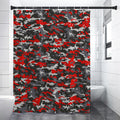 Orange Black And Grey Camouflage Print Shower Curtain