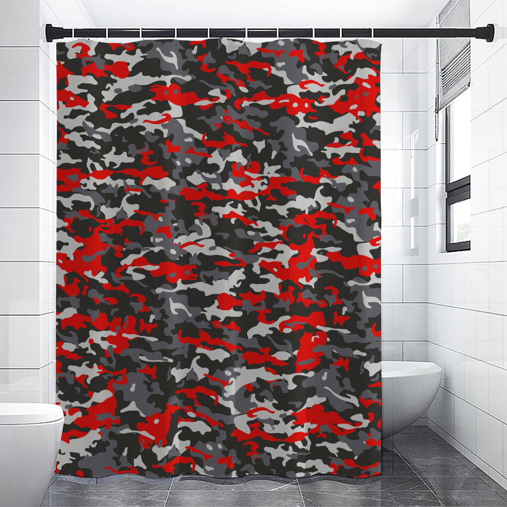 Orange Black And Grey Camouflage Print Shower Curtain