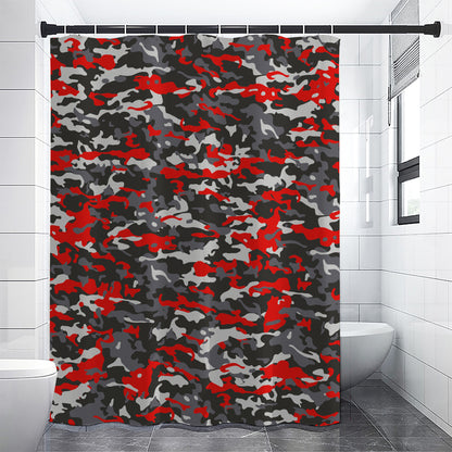 Orange Black And Grey Camouflage Print Shower Curtain