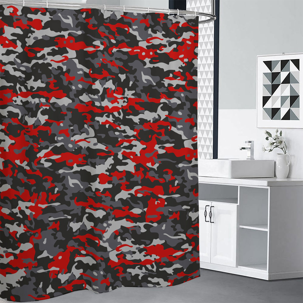 Orange Black And Grey Camouflage Print Shower Curtain