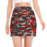 Orange Black And Grey Camouflage Print Side Slit Mini Skirt
