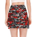 Orange Black And Grey Camouflage Print Side Slit Mini Skirt