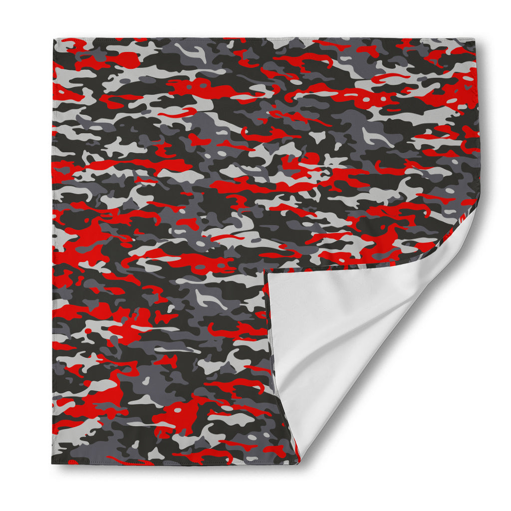 Orange Black And Grey Camouflage Print Silk Bandana