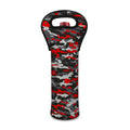 Orange Black And Grey Camouflage Print Single Neoprene Wine Tote