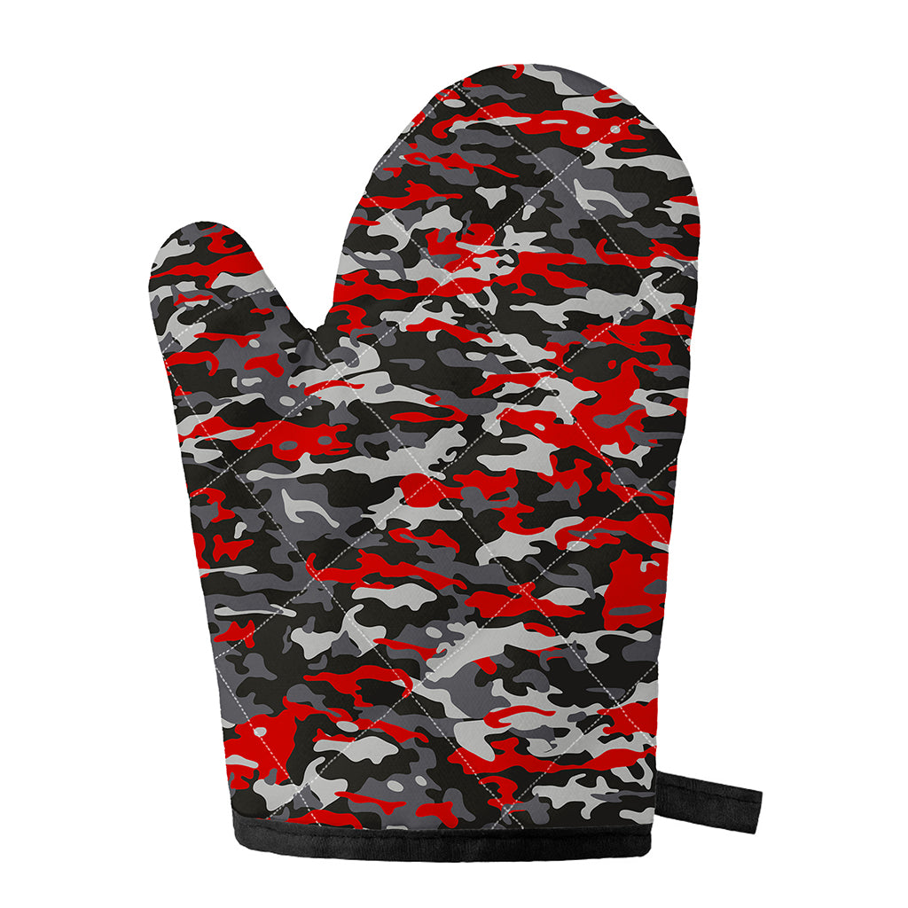 Orange Black And Grey Camouflage Print Single Oven Mitt