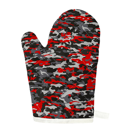 Orange Black And Grey Camouflage Print Single Oven Mitt