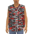 Orange Black And Grey Camouflage Print Sleeveless Baseball Jersey