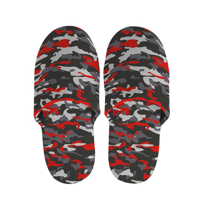 Orange Black And Grey Camouflage Print Slippers