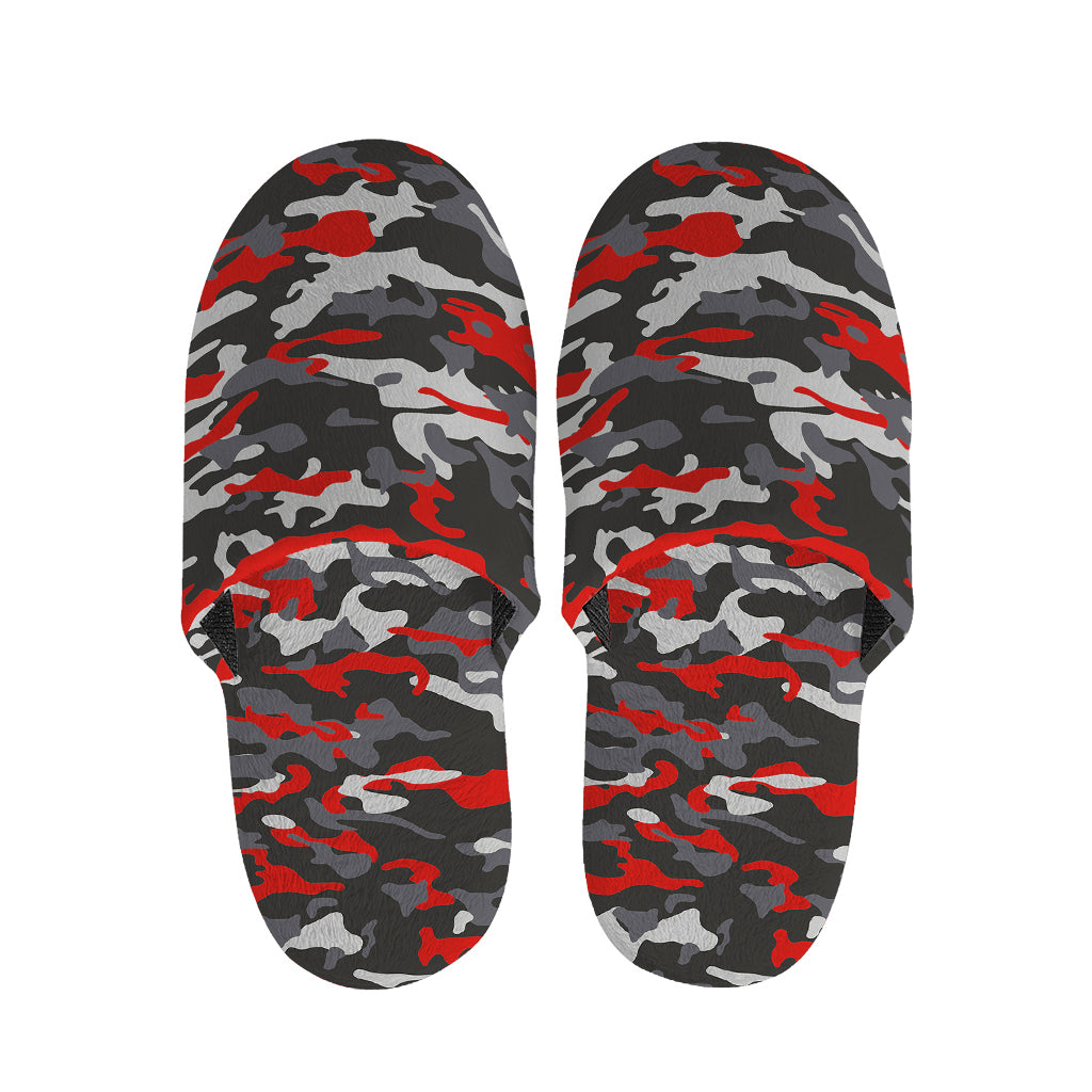 Orange Black And Grey Camouflage Print Slippers