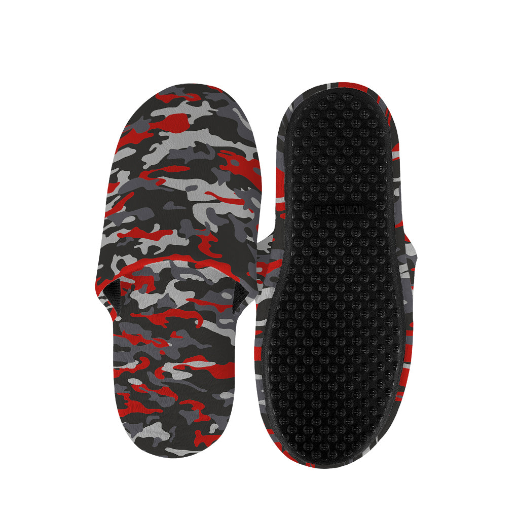 Orange Black And Grey Camouflage Print Slippers