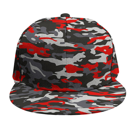 Orange Black And Grey Camouflage Print Snapback Cap