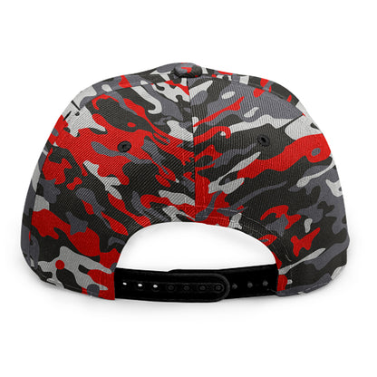 Orange Black And Grey Camouflage Print Snapback Cap