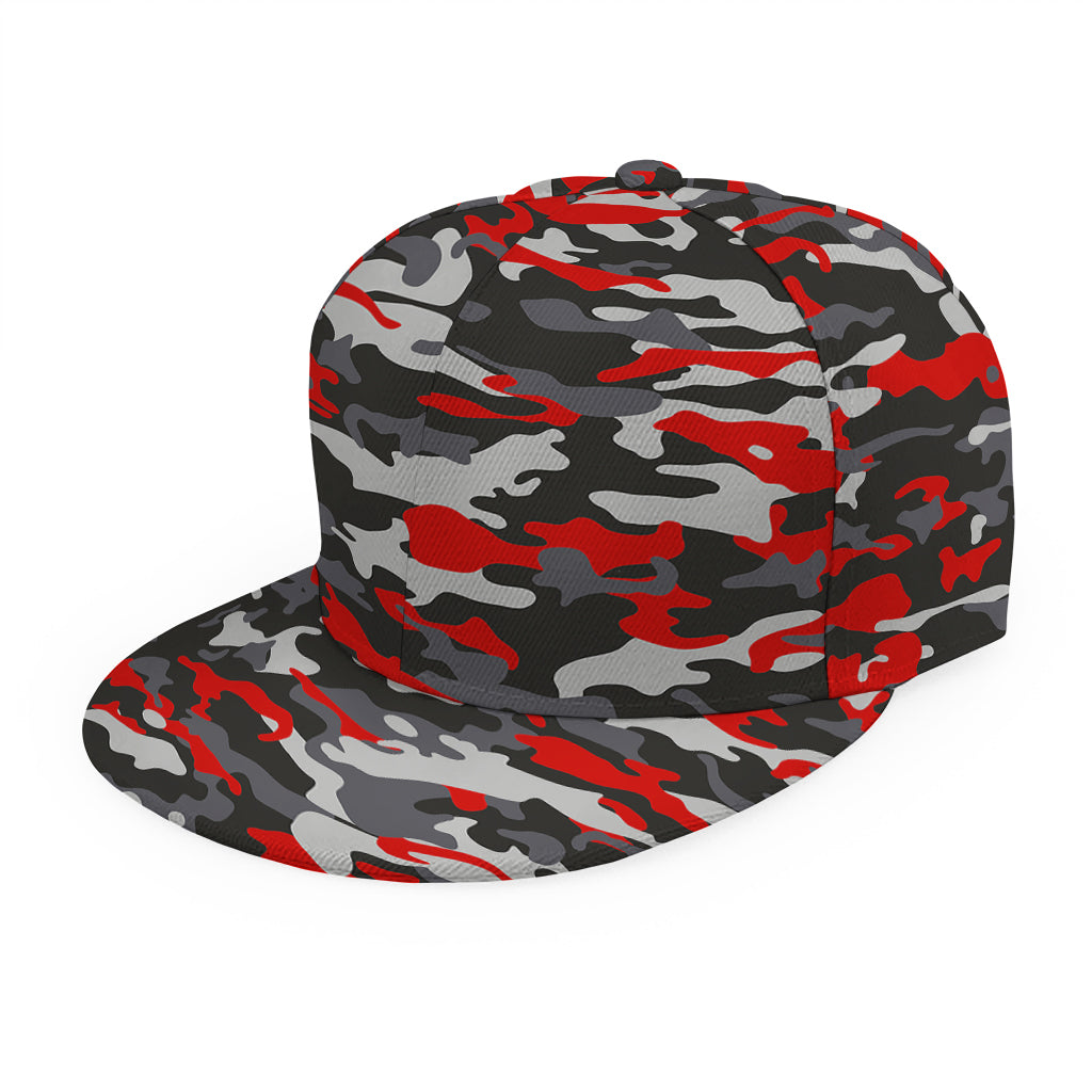 Orange Black And Grey Camouflage Print Snapback Cap