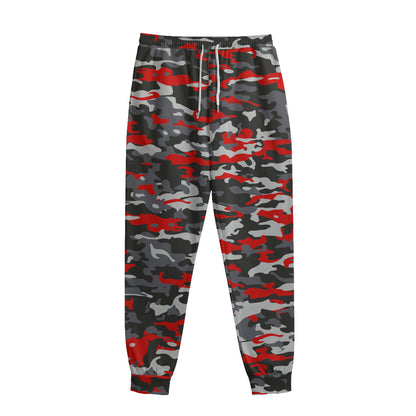 Orange Black And Grey Camouflage Print Sweatpants