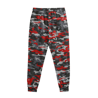 Orange Black And Grey Camouflage Print Sweatpants