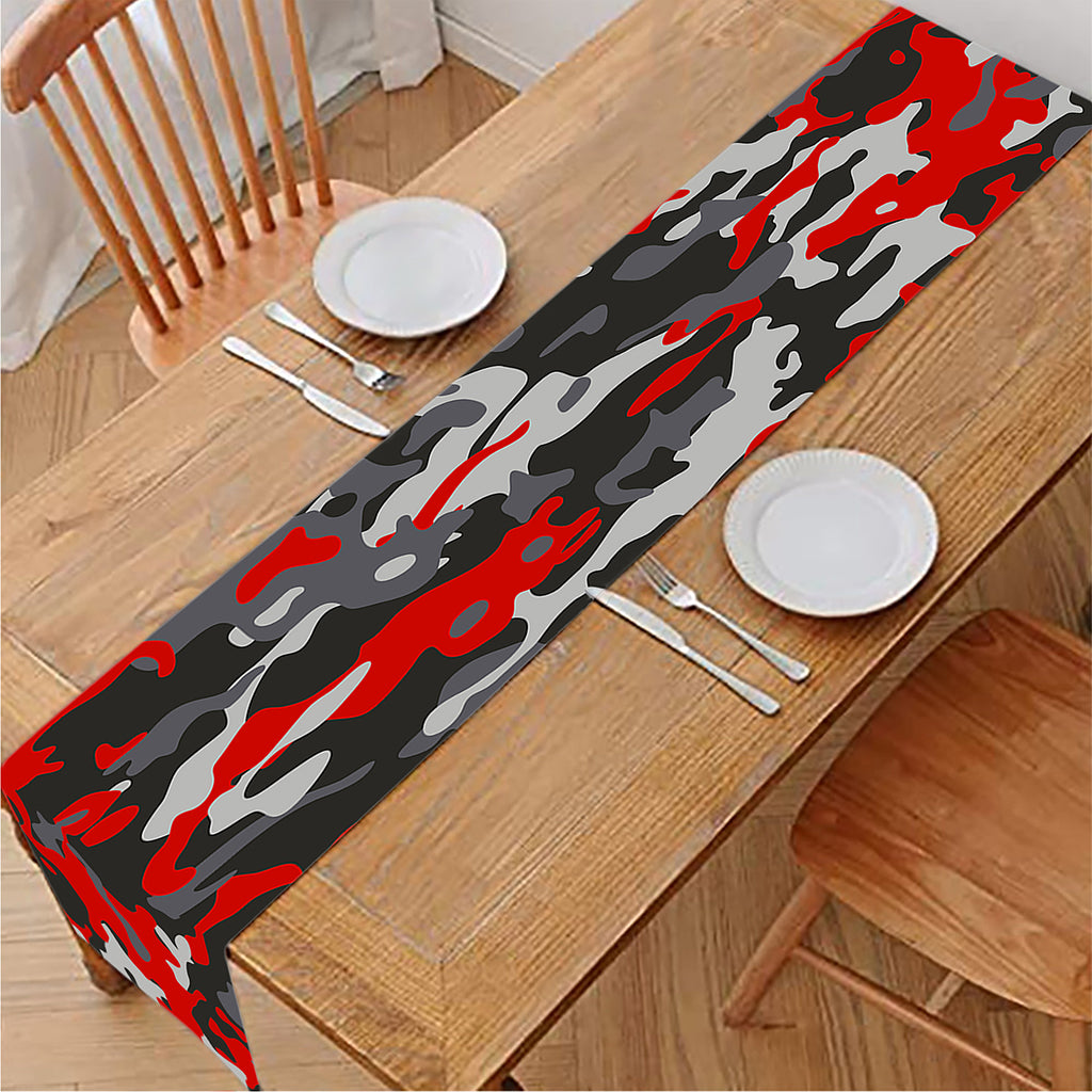 Orange Black And Grey Camouflage Print Table Runner