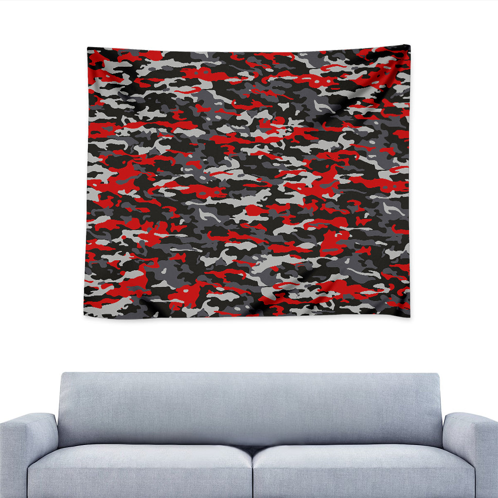 Orange Black And Grey Camouflage Print Tapestry