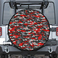 Orange Black And Grey Camouflage Print Tire Cover
