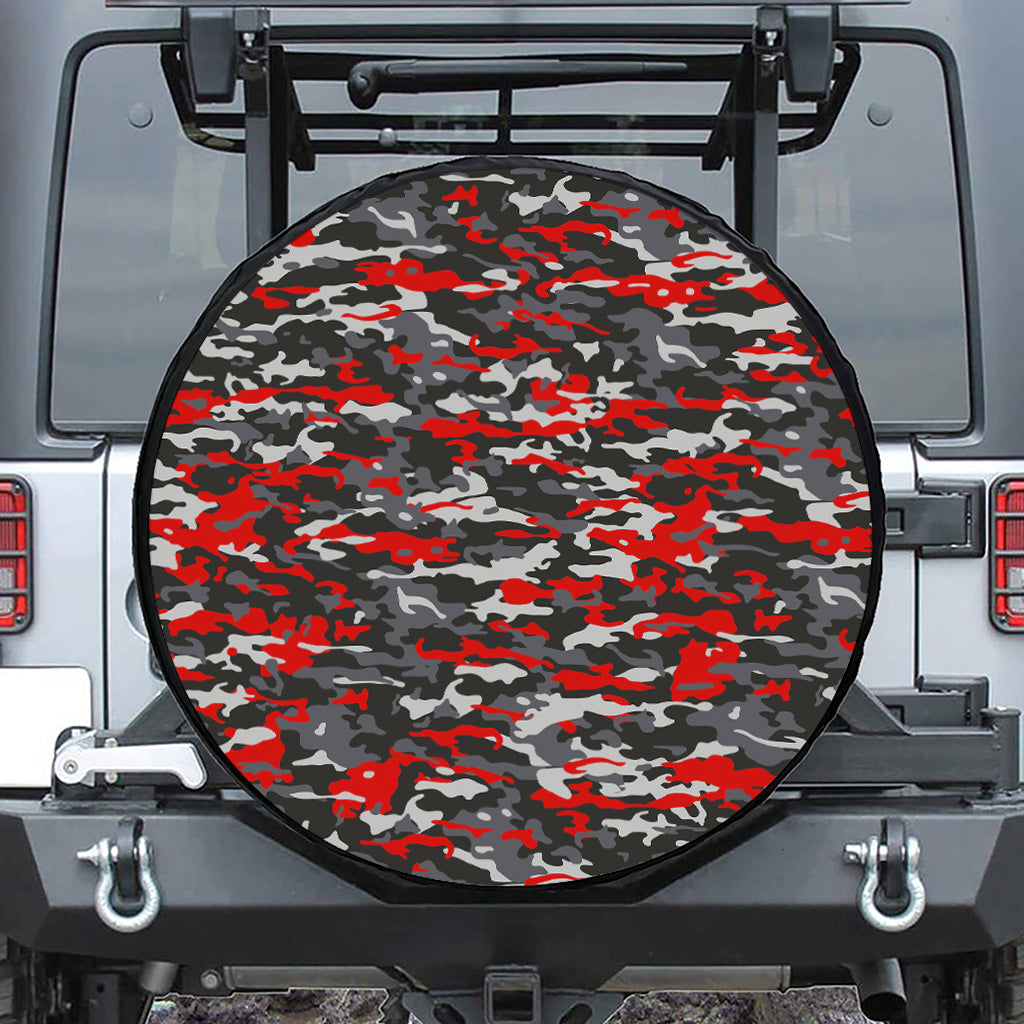 Orange Black And Grey Camouflage Print Tire Cover