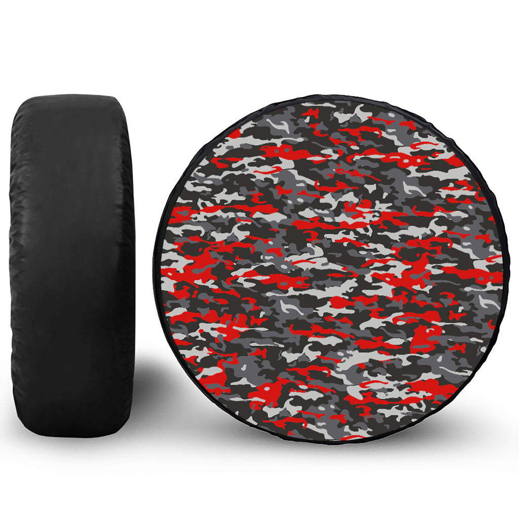 Orange Black And Grey Camouflage Print Tire Cover