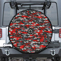 Orange Black And Grey Camouflage Print Tire Cover With Camera Hole
