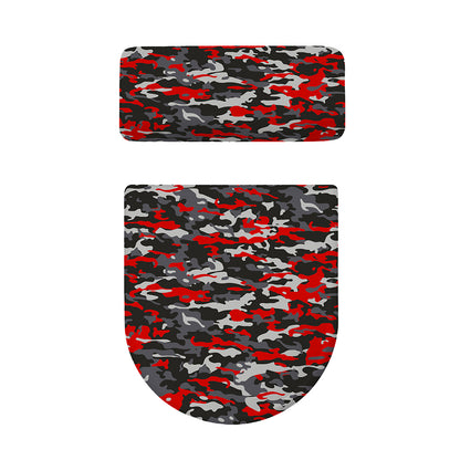 Orange Black And Grey Camouflage Print Toilet Lid And Tank Cover Set