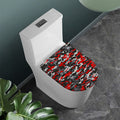 Orange Black And Grey Camouflage Print Toilet Lid Cover
