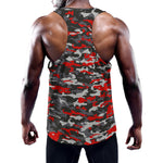 Orange Black And Grey Camouflage Print Training Tank Top