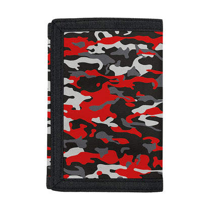 Orange Black And Grey Camouflage Print Trifold Wallet