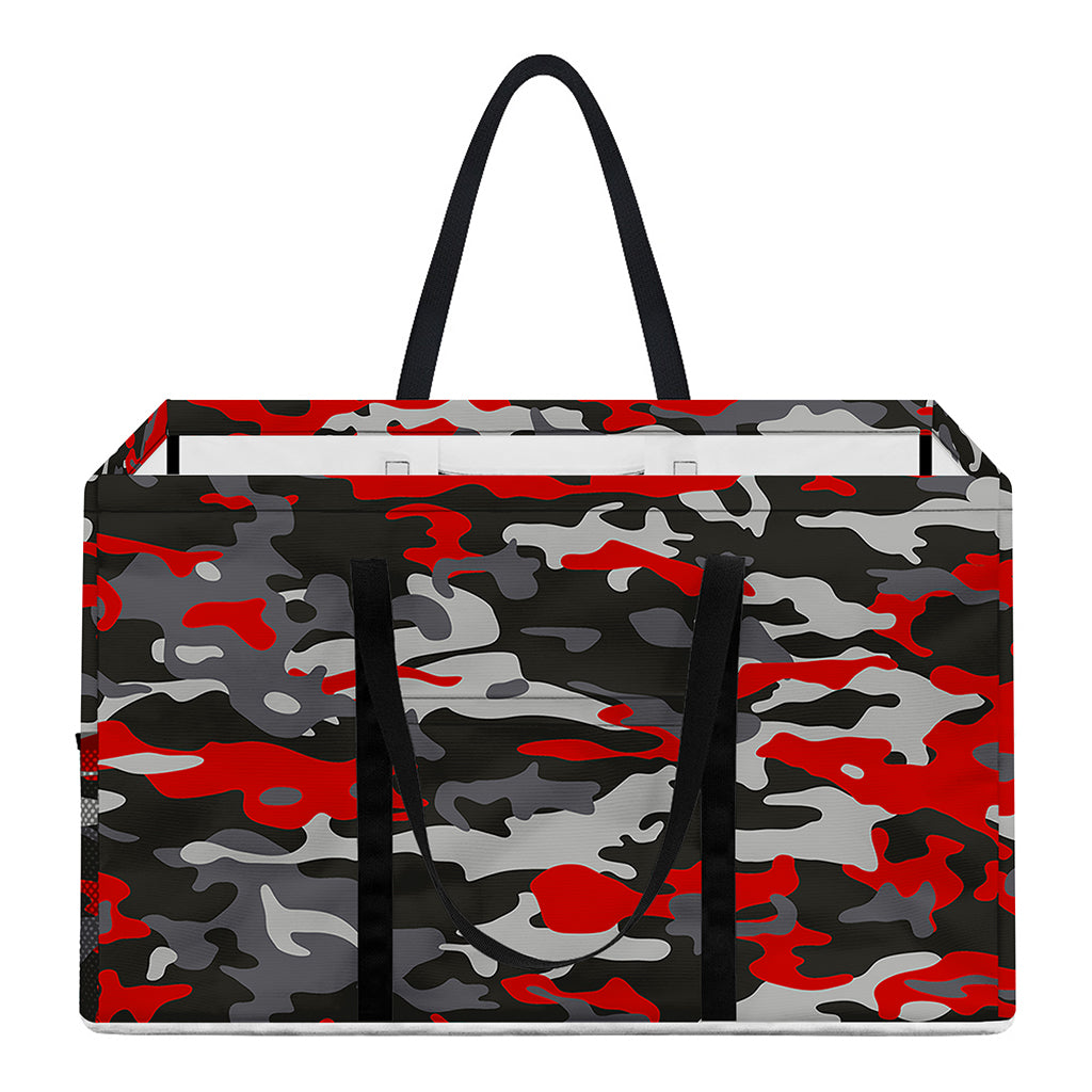 Orange Black And Grey Camouflage Print Utility Tote Bag