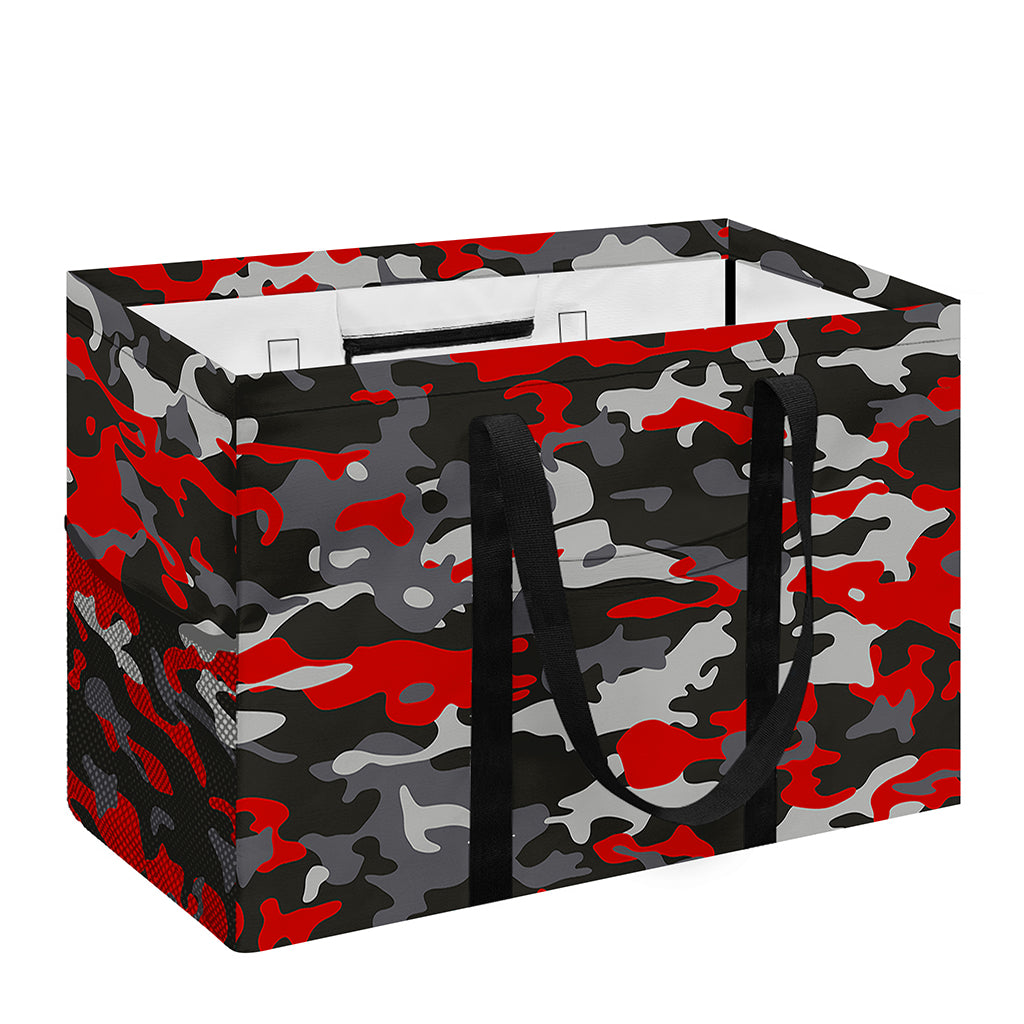 Orange Black And Grey Camouflage Print Utility Tote Bag
