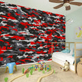Orange Black And Grey Camouflage Print Wall Sticker