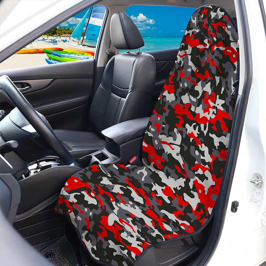 Orange Black And Grey Camouflage Print Waterproof Car Seat Cover