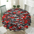 Orange Black And Grey Camouflage Print Waterproof Round Tablecloth