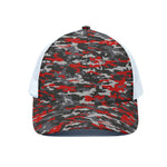Orange Black And Grey Camouflage Print White Mesh Trucker Cap