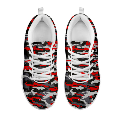 Orange Black And Grey Camouflage Print White Running Shoes