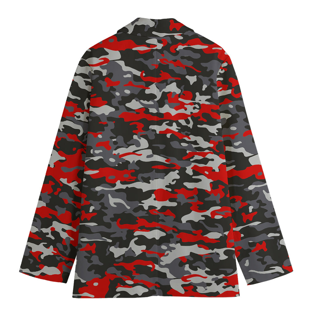 Orange Black And Grey Camouflage Print Women's Cotton Blazer