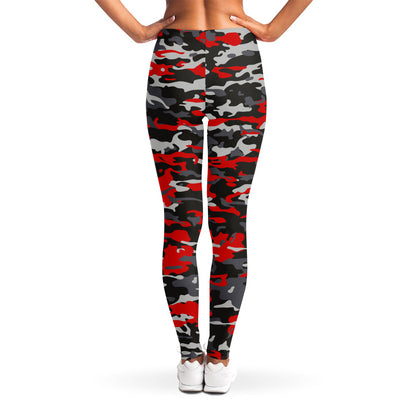 Orange Black And Grey Camouflage Print Women's Leggings