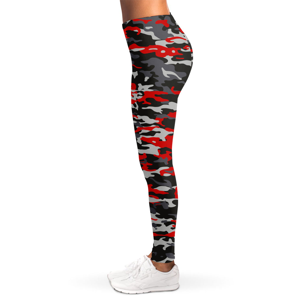 Orange Black And Grey Camouflage Print Women's Leggings