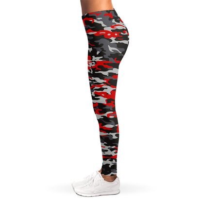 Orange Black And Grey Camouflage Print Women's Leggings