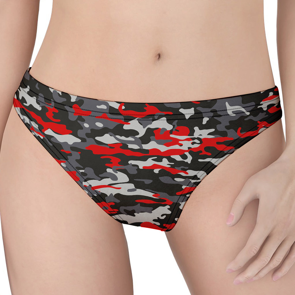 Orange Black And Grey Camouflage Print Women's Thong