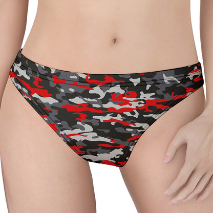 Orange Black And Grey Camouflage Print Women's Thong