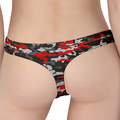 Orange Black And Grey Camouflage Print Women's Thong