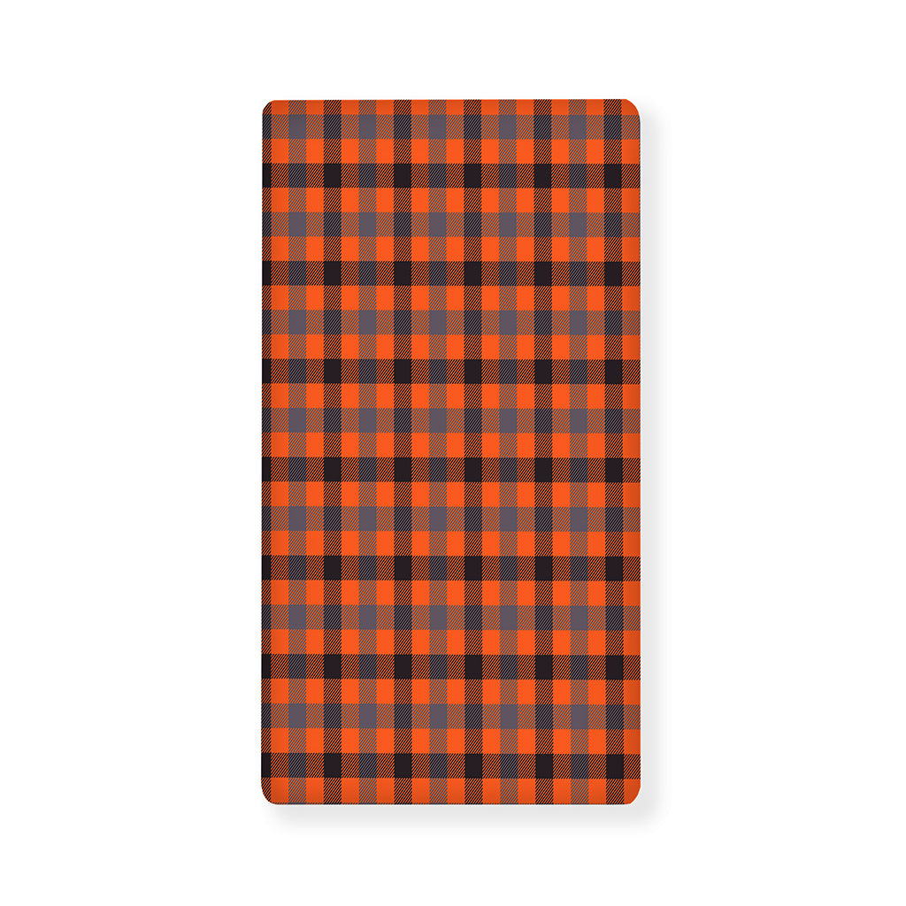 Orange Black And Grey Plaid Print Baby Crib Sheet