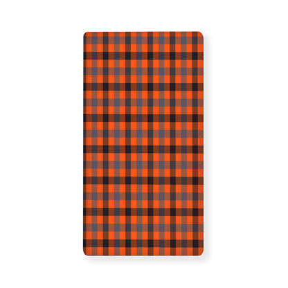 Orange Black And Grey Plaid Print Baby Crib Sheet