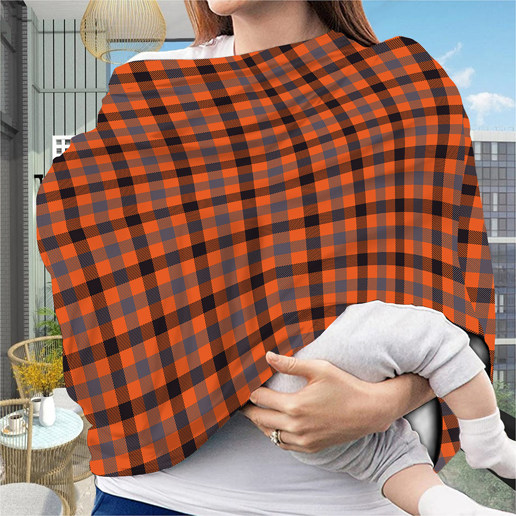 Orange Black And Grey Plaid Print Baby Seat Cover
