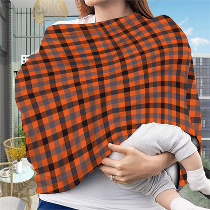 Orange Black And Grey Plaid Print Baby Seat Cover