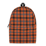 Orange Black And Grey Plaid Print Backpack