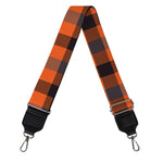 Orange Black And Grey Plaid Print Bag Strap